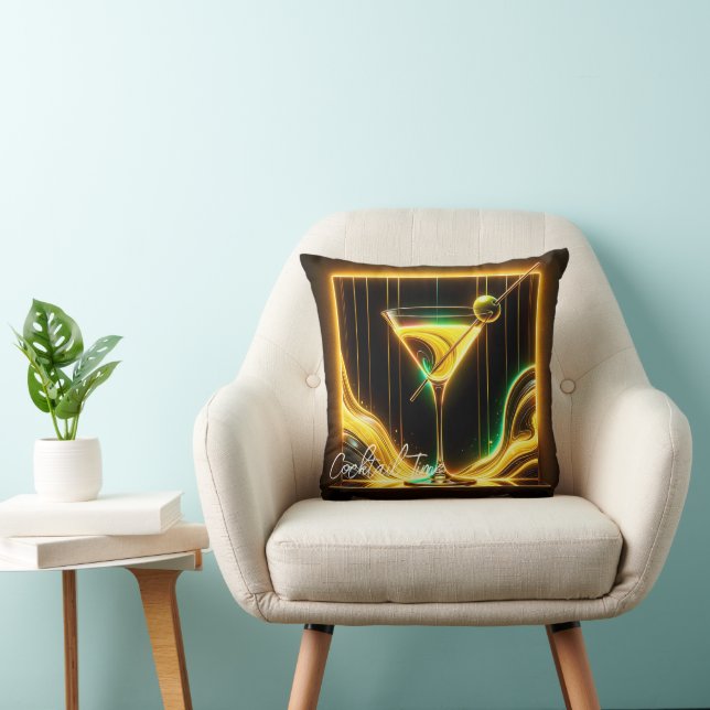 Trendy Party Time Neon gepersonaliseerd Kussen (Stoel)