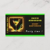 Trendy Party Time Neon gepersonaliseerde professio Visitekaartje (Voorkant)
