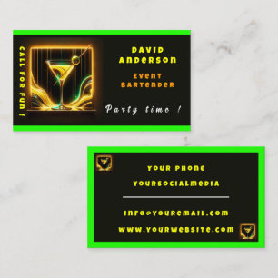 Trendy Party Time Neon gepersonaliseerde professio Visitekaartje