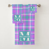Trendy pasta-golf Tartan Monogram Bad Handdoek (Insitu)