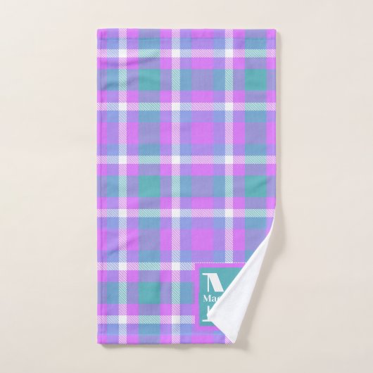 Trendy pasta-golf Tartan Monogram Bad Handdoek (Handdoek)