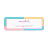 Trendy pasta-kleuren Handscriptnaam Modern stijlvo Etiket (Voorkant)