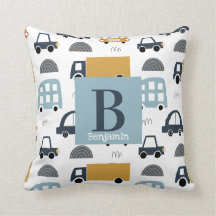 Trendy pastel blue Baby Monogram Car Pattern
