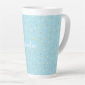 Trendy Pastel Blue Gold Confetti Stippen Latte Mok (Rechterhoek)
