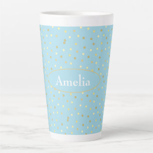 Trendy Pastel Blue Gold Confetti Stippen Latte Mok