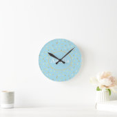 Trendy Pastel Blue Gold Confetti Stippen  Ronde Klok (Huis)
