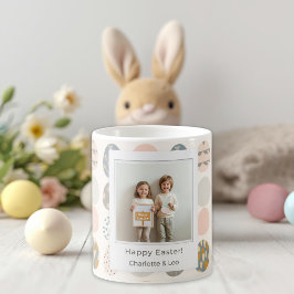 Trendy Pastel Easter Photo Mug | Personalized Koffiemok