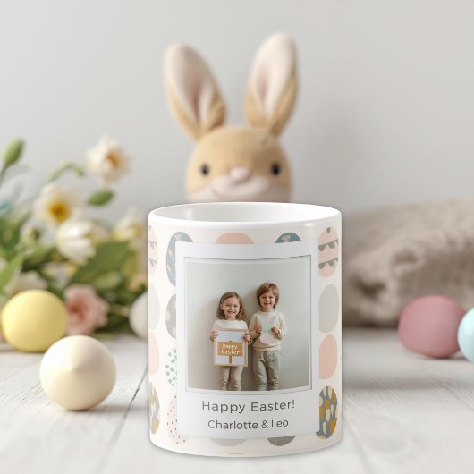 Trendy Pastel Easter Photo Mug | Personalized Koffiemok