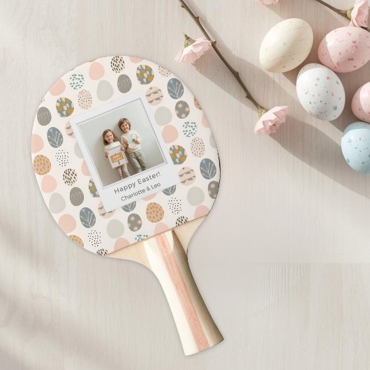 Trendy Pastel Easter Photo Paddle | Personalized Tafeltennisbatje
