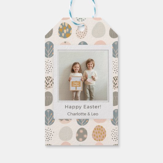 Trendy Pastel Easter Photo | Personalized Cadeaulabel (Achterkant)