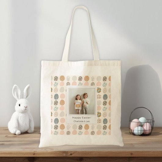 Trendy Pastel Easter Photo Tote Bag | Personalized