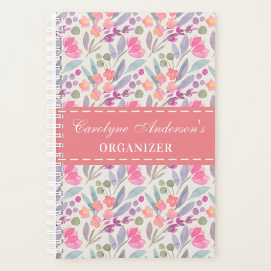 Trendy Pastel Flowers Chic Floral Planner (Voorkant)