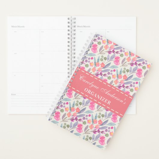 Trendy Pastel Flowers Chic Floral Planner (Display)