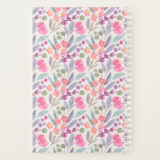Trendy Pastel Flowers Chic Floral Planner (Achterkant)