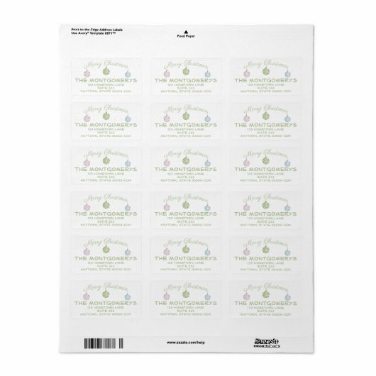 Trendy Pastel Green Kerstversients Mailing Etiket (Full Sheet)