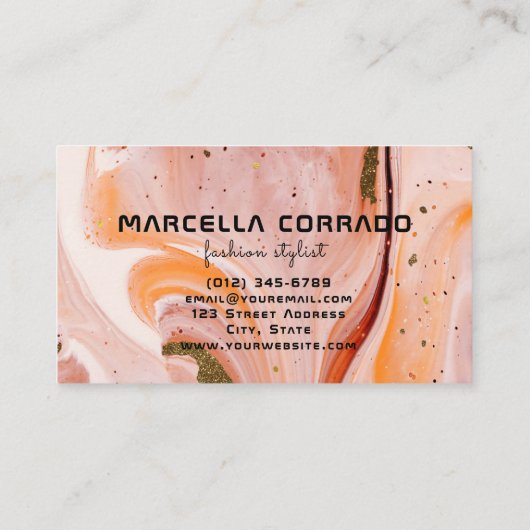 Trendy Pastel Marble Agate Gold Mode Stylist Visitekaartje (Achterkant)