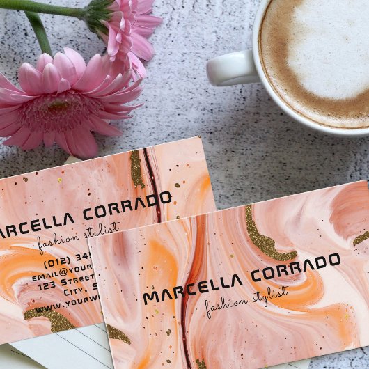 Trendy Pastel Marble Agate Gold Mode Stylist Visitekaartje