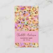 Trendy Pastel Modern Gold Leopard Print QR Code Visitekaartje (Voorkant)