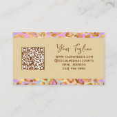 Trendy Pastel Modern Gold Leopard Print QR Code Visitekaartje (Achterkant)
