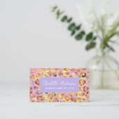 Trendy Pastel Modern Gold Leopard Print QR Code Visitekaartje (Staand voorkant)