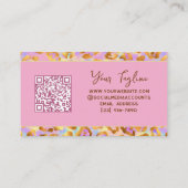 Trendy Pastel Modern Gold Leopard Print QR Code Visitekaartje (Achterkant)