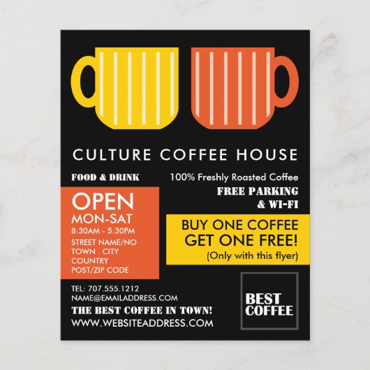 Trendy Pastel Mok Icons Barista, Café, Coffeehouse Flyer (Voorkant)