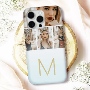 Trendy Pastel Ombre Foto Collage Monogram Initiaal iPhone 16 Pro Max Hoesje
