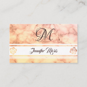 Trendy Pastel Oranje Marmer met je Monogram Visitekaartje