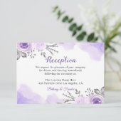 Trendy Pastel Paarse Bloemrijke Chic Trouwreceptie Informatiekaartje (Staand voorkant)
