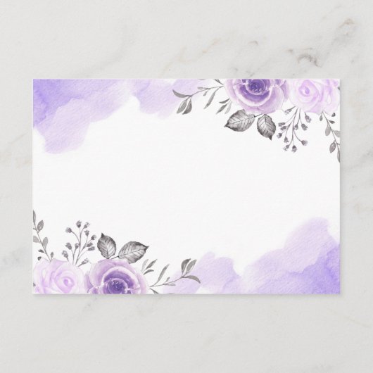 Trendy Pastel Paarse Bloemrijke Chic Trouwreceptie Informatiekaartje (Achterkant)