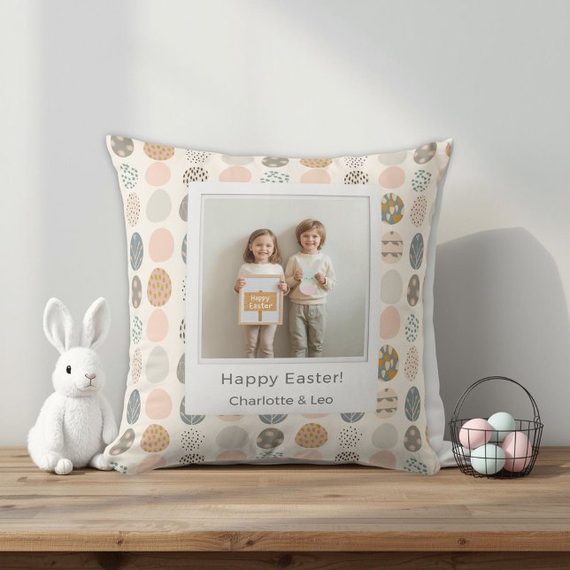 Trendy Pastel Pasen Foto Worp Kussen | Persoonlijk (Creator heeft geüpload)