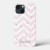 Trendy Pastel Pink Chevron Dotty Personalised Case-Mate iPhone Case (Achterkant)