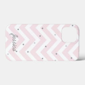 Trendy Pastel Pink Chevron Dotty Personalised Case-Mate iPhone Case (Achterkant (horizontaal))