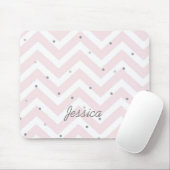 Trendy Pastel Pink Chevron Dotty Personalised Muismat (Met muis)