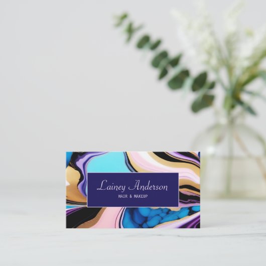 Trendy pastel purple pink blue Gold faux marble Visitekaartje (Staand voorkant)