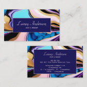 Trendy pastel purple pink blue Gold faux marble Visitekaartje (Voorkant / Achterkant)