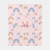 Trendy Pastel Rainbow Heart Elegant Monogram Fleece Deken (Voorkant)