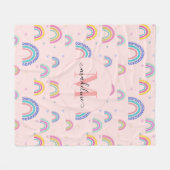 Trendy Pastel Rainbow Heart Elegant Monogram Fleece Deken (Voorkant (Horizontaal))