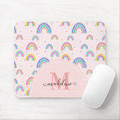 Trendy Pastel Rainbow Heart Elegant Monogram Muismat (Met muis)