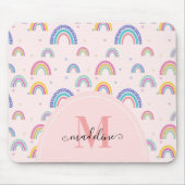Trendy Pastel Rainbow Heart Elegant Monogram Muismat (Voorkant)