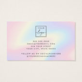 Trendy pastel rainbow logo stud earring display visitekaartje (Achterkant)