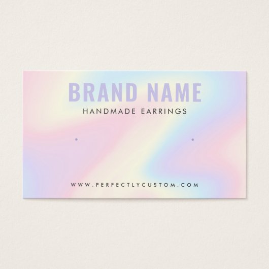 Trendy pastel rainbow logo stud earring display visitekaartje (Voorkant)
