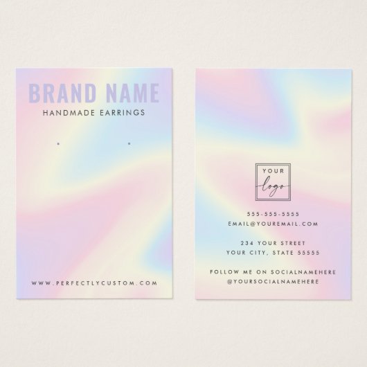 Trendy pastel rainbow modern earring display card visitekaartje (Voorkant /achterkant)