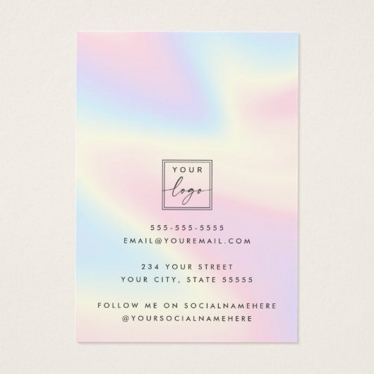 Trendy pastel rainbow modern earring display card visitekaartje (Achterkant)