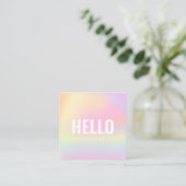Trendy Pastel Rainbow Unicorn Gradient Hallo Squar Vierkante Visitekaartje (Staand voorkant)