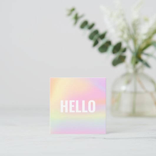 Trendy Pastel Rainbow Unicorn Gradient Hallo Squar Vierkante Visitekaartje (Staand voorkant)