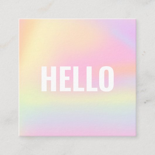 Trendy Pastel Rainbow Unicorn Gradient Hallo Squar Vierkante Visitekaartje (Voorkant)