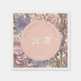 Trendy pastel retro bloemen Roze Blauw Verjaardag Servet