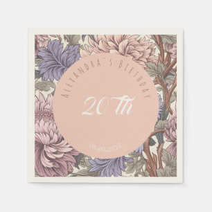 Trendy pastel retro bloemendecor Roze Blauw Verjaa Servet