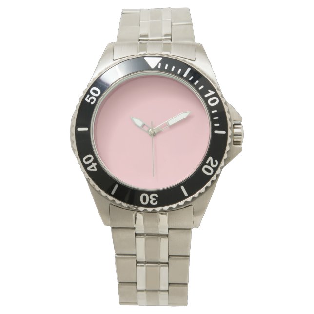 Trendy pastel Roos effen kleur Horloge (Voorkant)